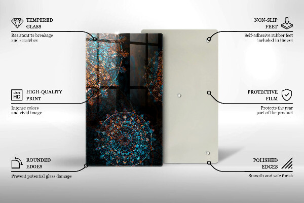 Steklena podloga za rezanje Boho vintage kolesa