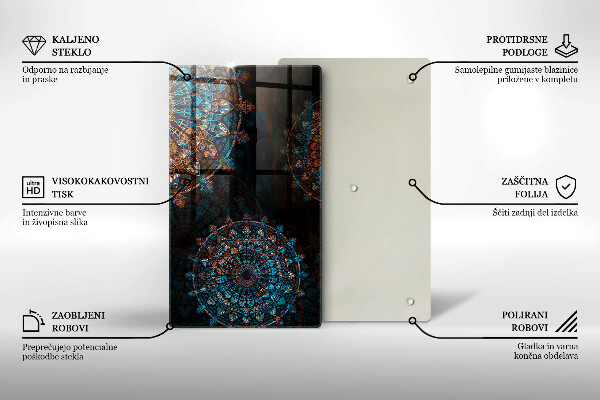 Steklena podloga za rezanje Boho vintage kolesa