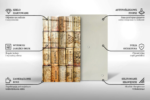 Steklena podloga za rezanje Stari vinski zamaški