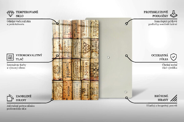 Steklena podloga za rezanje Stari vinski zamaški