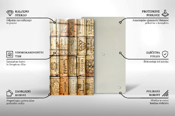Steklena podloga za rezanje Stari vinski zamaški