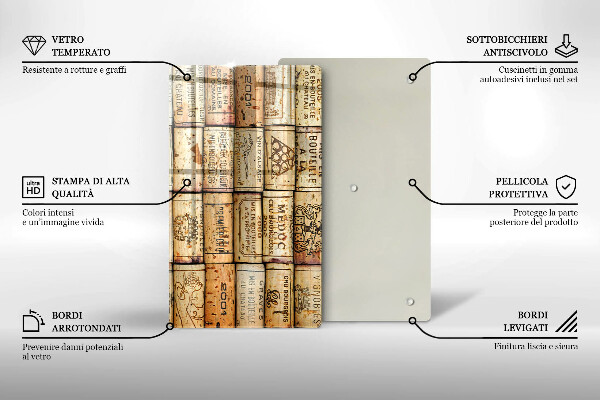 Steklena podloga za rezanje Stari vinski zamaški
