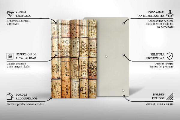 Steklena podloga za rezanje Stari vinski zamaški