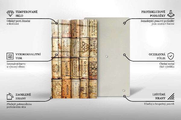 Steklena podloga za rezanje Stari vinski zamaški