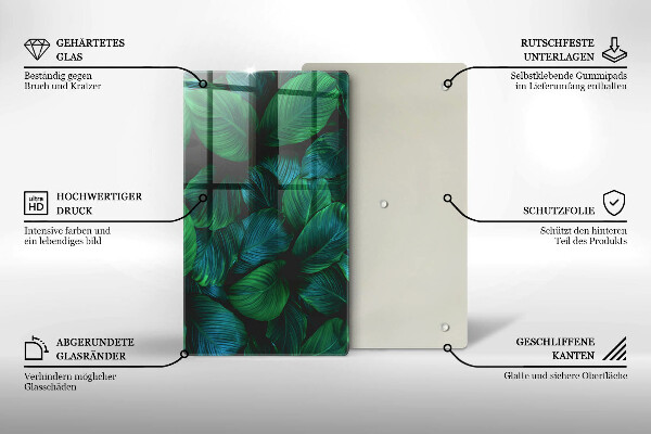 Steklena podloga za rezanje Listi džungle