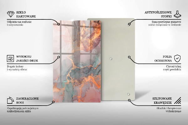 Steklena podloga za rezanje Marmor z zlatom