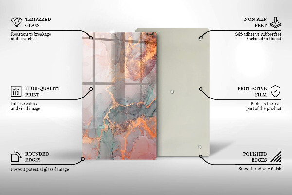 Steklena podloga za rezanje Marmor z zlatom