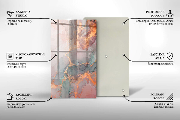 Steklena podloga za rezanje Marmor z zlatom