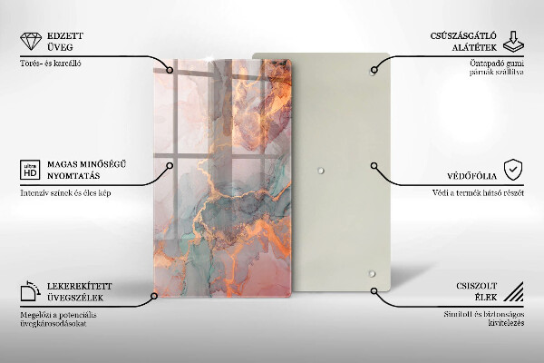 Steklena podloga za rezanje Marmor z zlatom