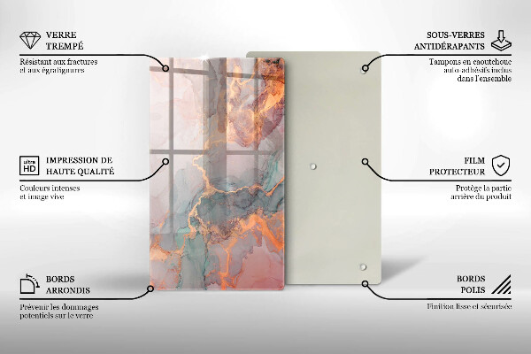 Steklena podloga za rezanje Marmor z zlatom