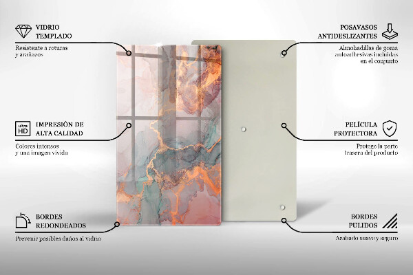 Steklena podloga za rezanje Marmor z zlatom