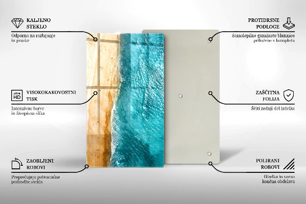 Steklena podloga za rezanje Plaža obala in morje
