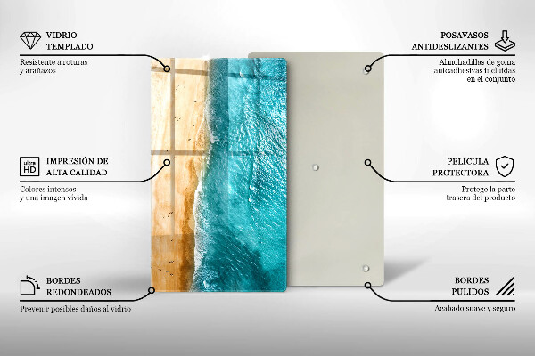 Steklena podloga za rezanje Plaža obala in morje