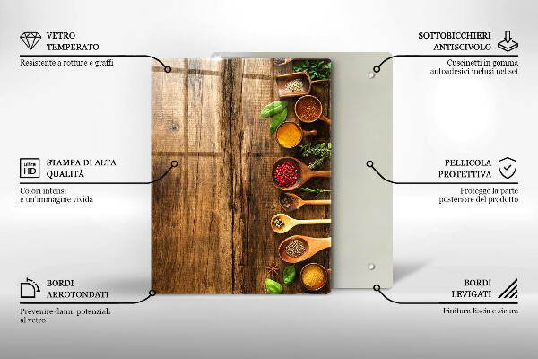 Steklena podloga za rezanje Lesene deske in listi