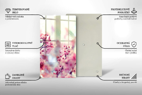 Steklena podloga za rezanje Pomladno roza cvetovi