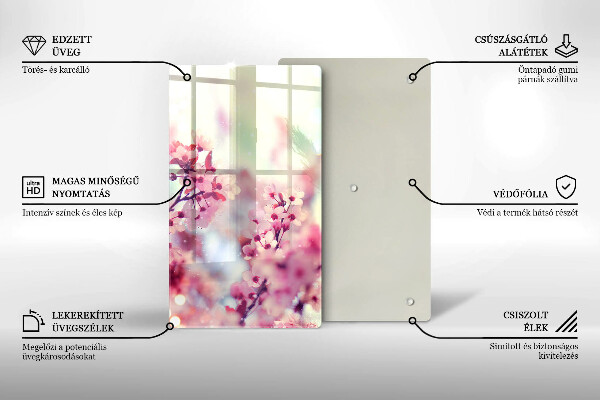 Steklena podloga za rezanje Pomladno roza cvetovi