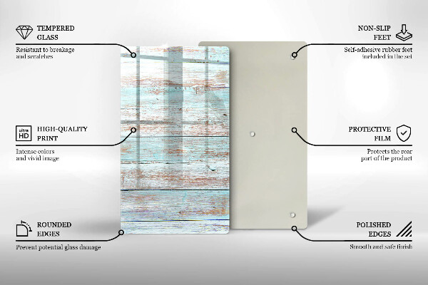 Steklena podloga za rezanje Stare vintage deske