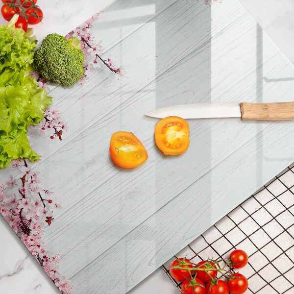 Steklena podloga za rezanje Rože na deskah