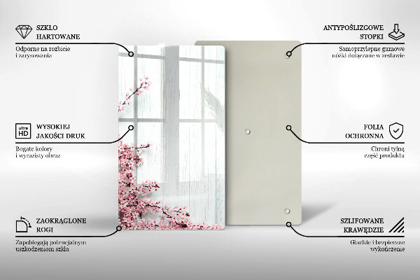 Steklena podloga za rezanje Rože na deskah