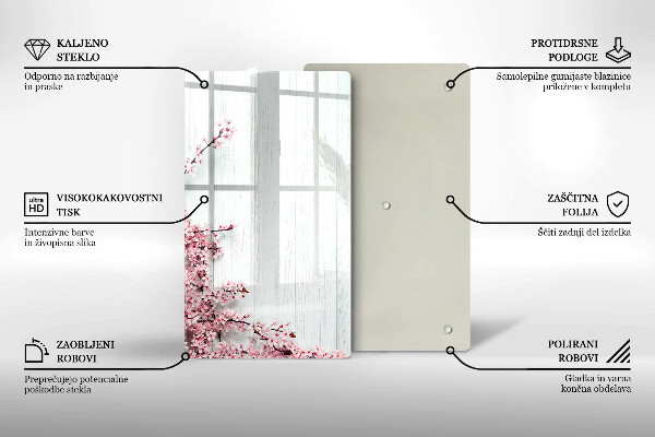 Steklena podloga za rezanje Rože na deskah