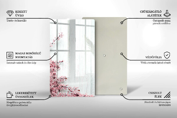 Steklena podloga za rezanje Rože na deskah