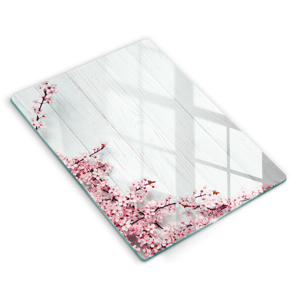 Steklena podloga za rezanje Rože na deskah
