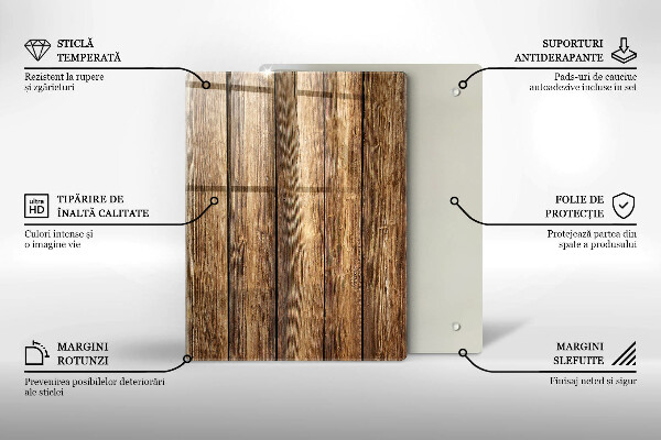 Steklena podloga za rezanje Rože na deskah