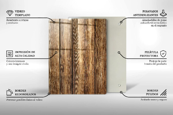 Steklena podloga za rezanje Rože na deskah