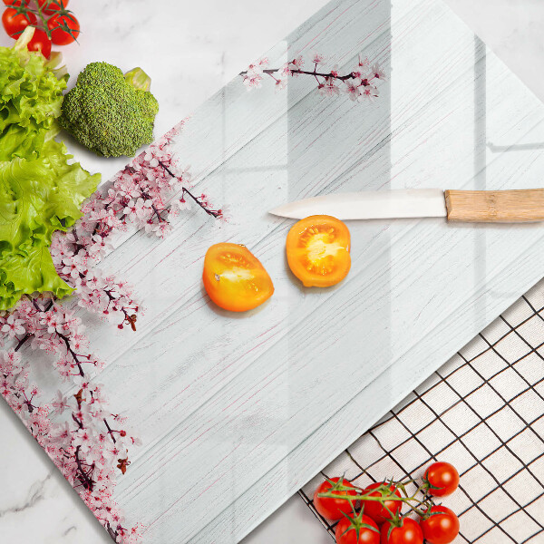 Steklena podloga za rezanje Rože na deskah