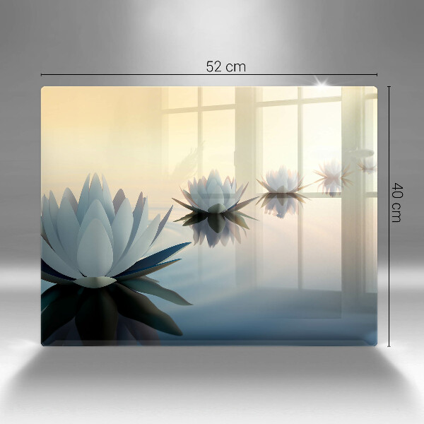 Steklena podloga za rezanje Cvetovi lilije na vodi