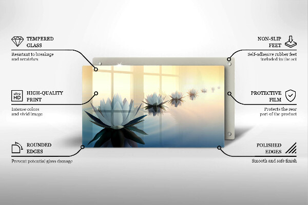 Steklena podloga za rezanje Cvetovi lilije na vodi