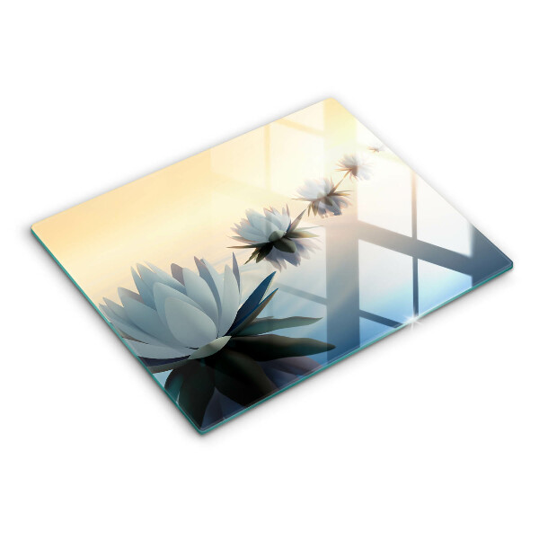Steklena podloga za rezanje Cvetovi lilije na vodi