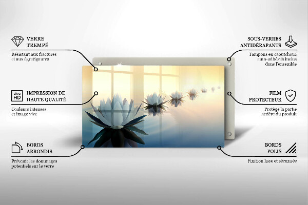 Steklena podloga za rezanje Cvetovi lilije na vodi