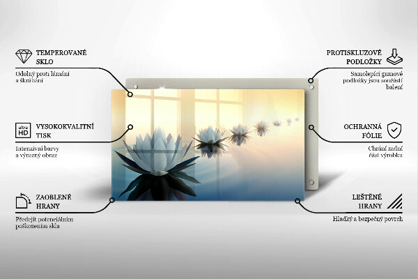 Steklena podloga za rezanje Cvetovi lilije na vodi