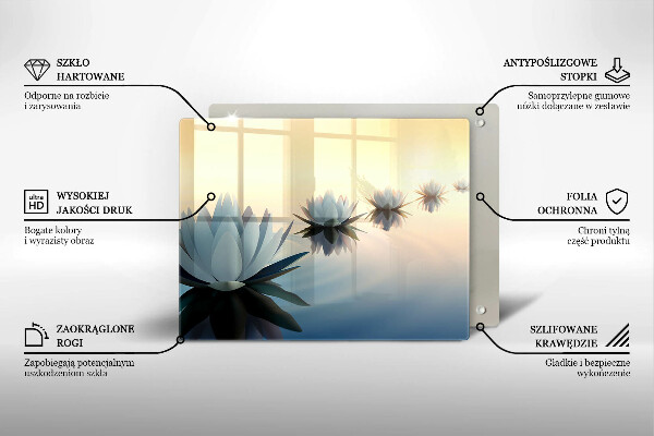 Steklena podloga za rezanje Cvetovi lilije na vodi