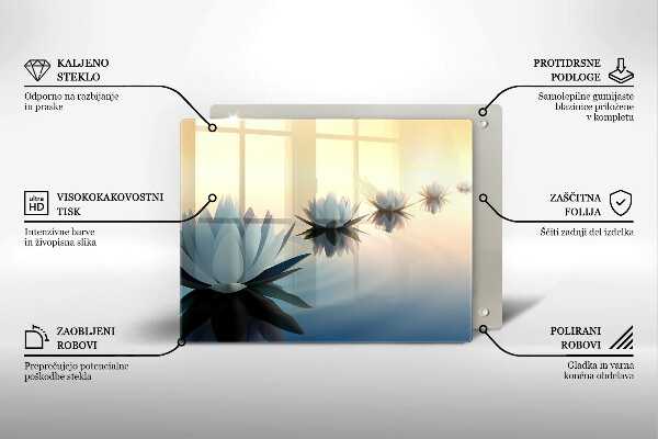 Steklena podloga za rezanje Cvetovi lilije na vodi