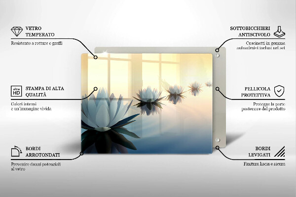 Steklena podloga za rezanje Cvetovi lilije na vodi