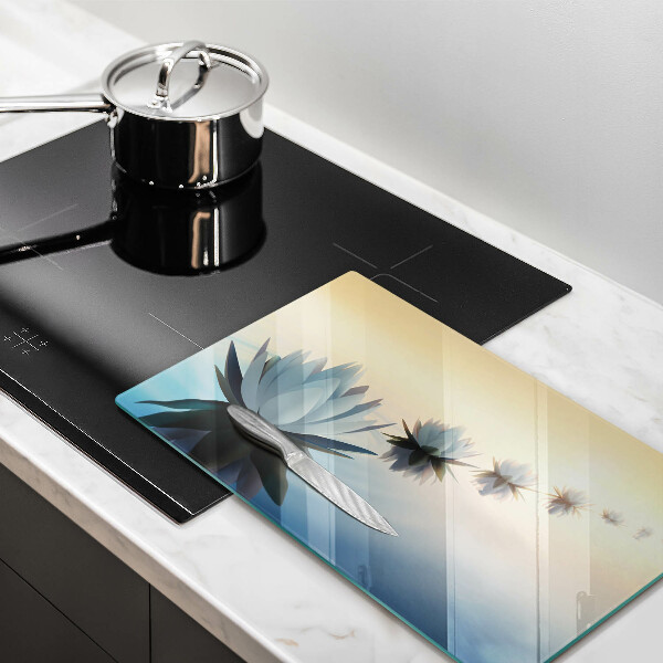 Steklena podloga za rezanje Cvetovi lilije na vodi