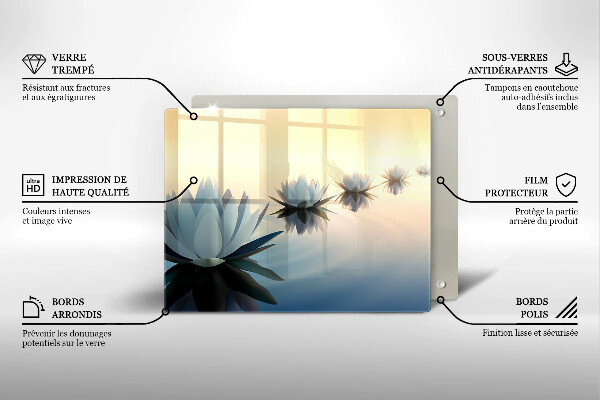 Steklena podloga za rezanje Cvetovi lilije na vodi