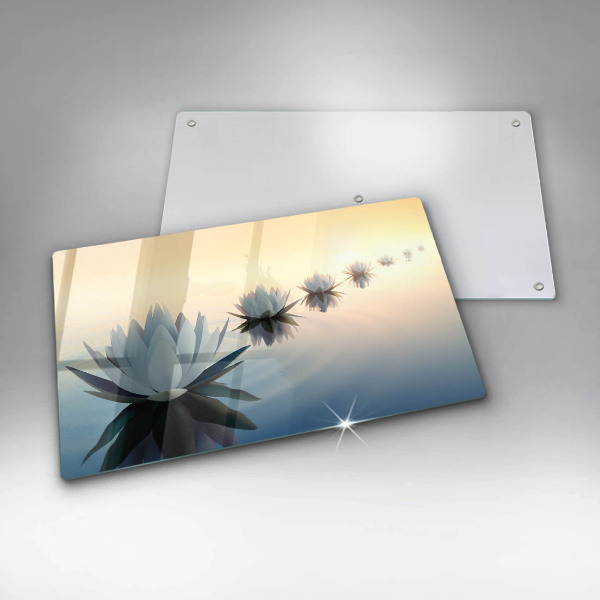 Steklena podloga za rezanje Cvetovi lilije na vodi