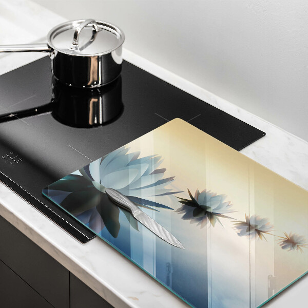 Steklena podloga za rezanje Cvetovi lilije na vodi