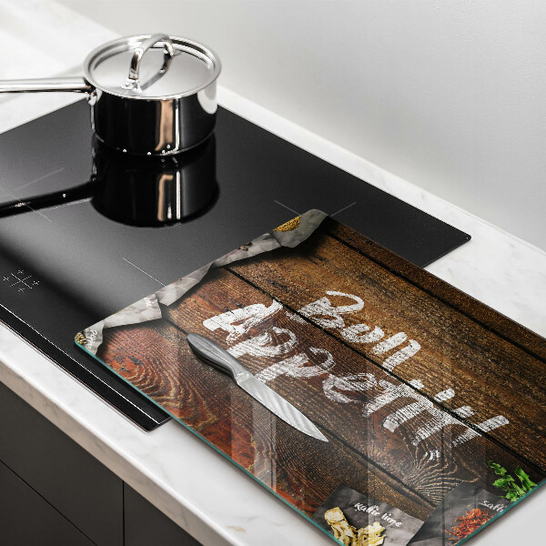 Steklena podloga za rezanje Napisne table Bon Appetit