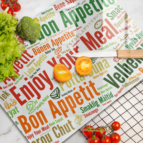 Steklena podloga za rezanje Podnapisi Bon appetit jeziki