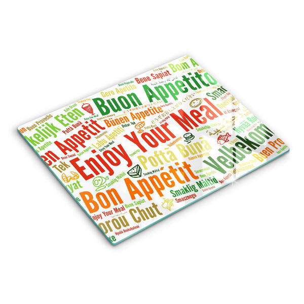 Steklena podloga za rezanje Podnapisi Bon appetit jeziki