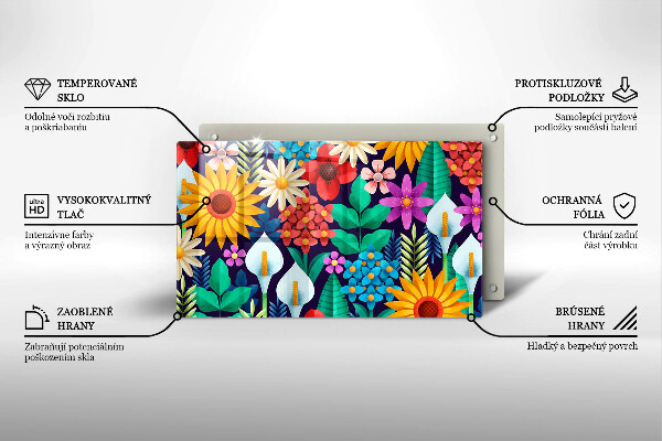 Steklena podloga za rezanje Ilustracija travniškega cvetja