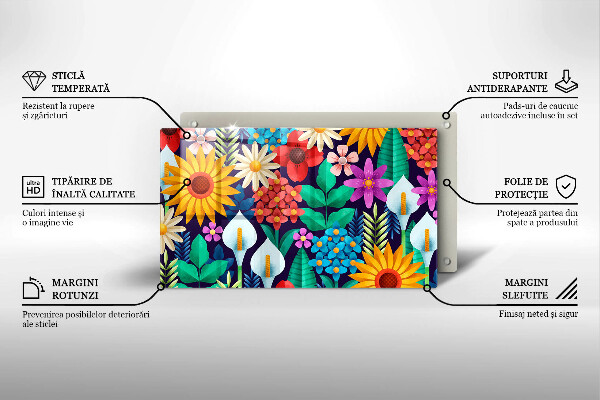 Steklena podloga za rezanje Ilustracija travniškega cvetja