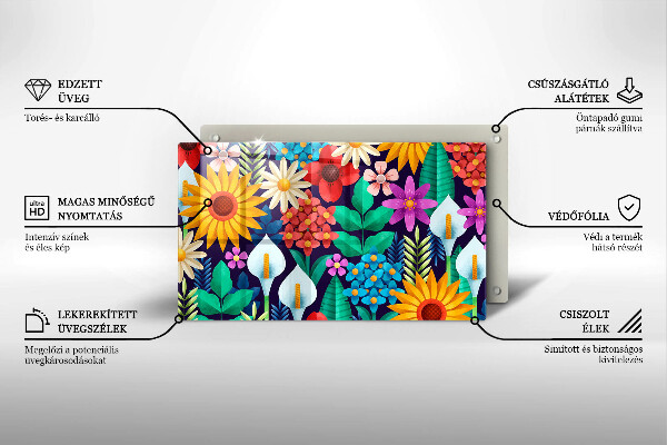 Steklena podloga za rezanje Ilustracija travniškega cvetja