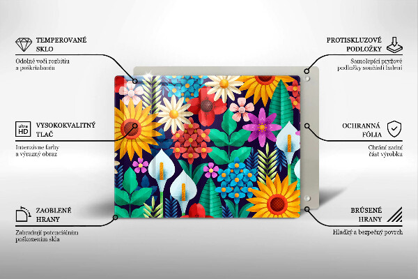 Steklena podloga za rezanje Ilustracija travniškega cvetja