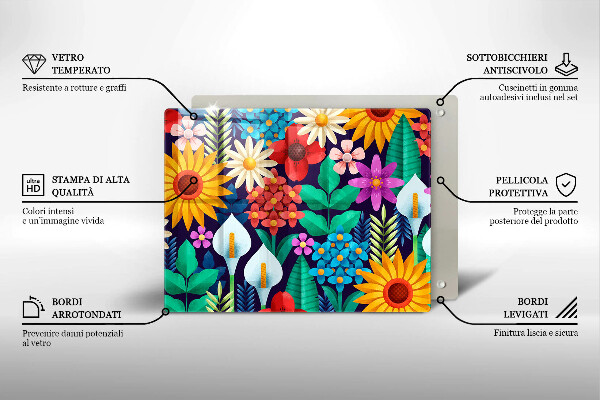 Steklena podloga za rezanje Ilustracija travniškega cvetja