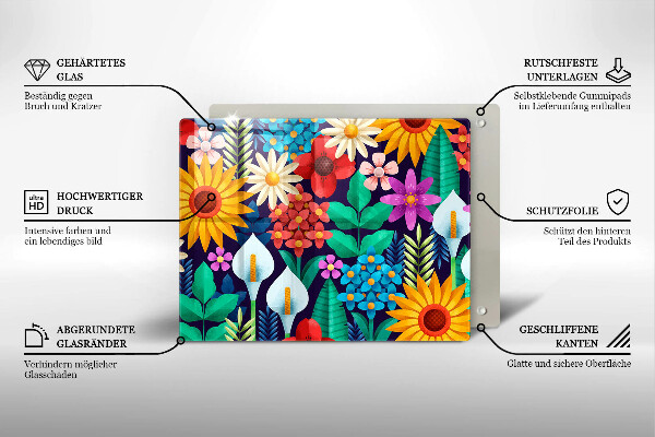 Steklena podloga za rezanje Ilustracija travniškega cvetja